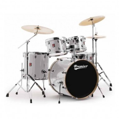 Premier 64299-44LSW APK MODERN ROCK 22 LUNAR SIVLER WRAP Conjunto de bateria + Conjunto de suporte Premier 5864, APK/XPK HARDWARE PACK (Série 3000)